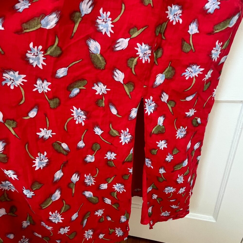 J. Crew Palermo Dress in Ramie Red Floral Size 2x - Picture 8 of 12